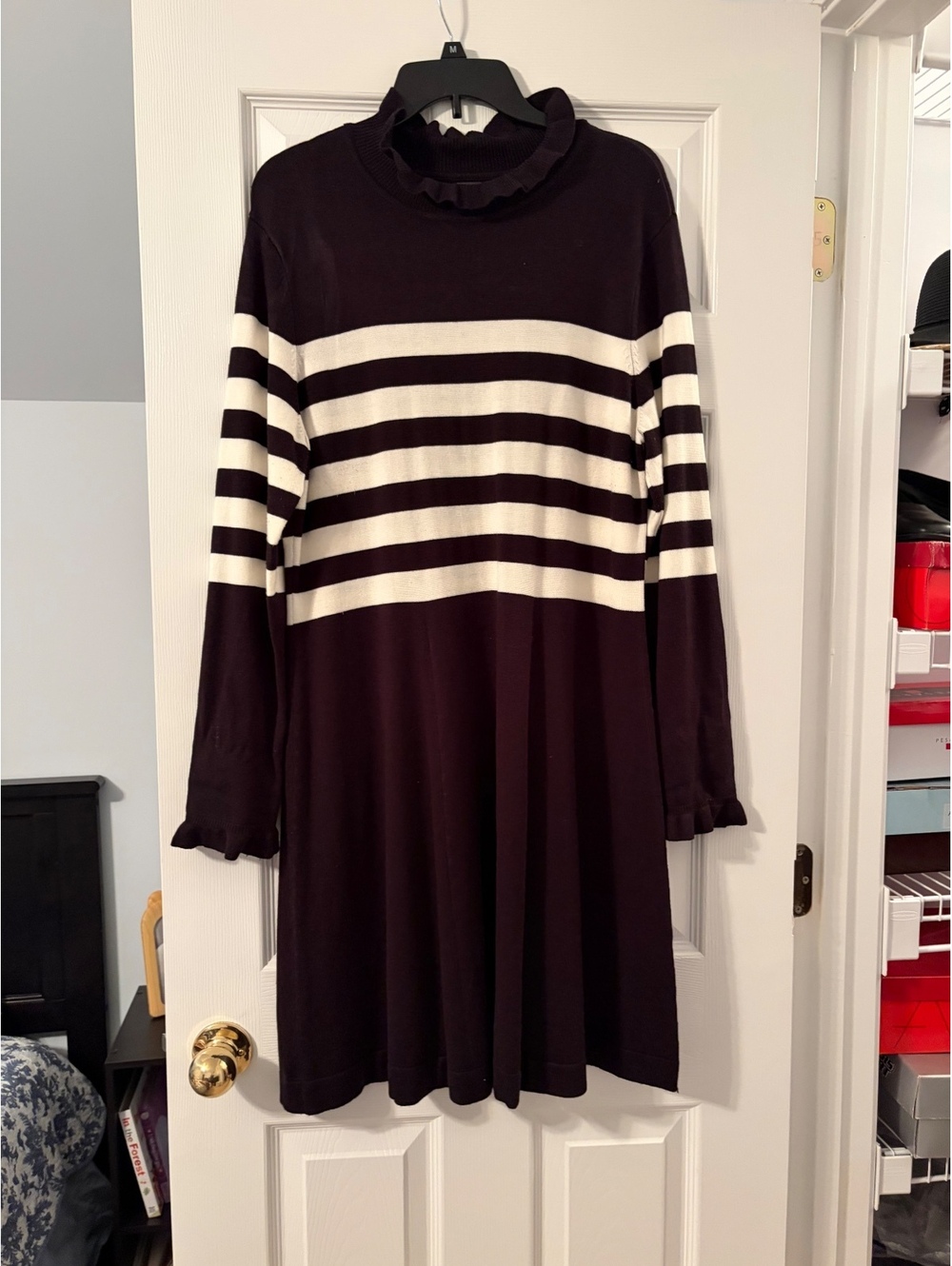 Jessica Howard Burgundy striped turtleneck sweater dress- XL